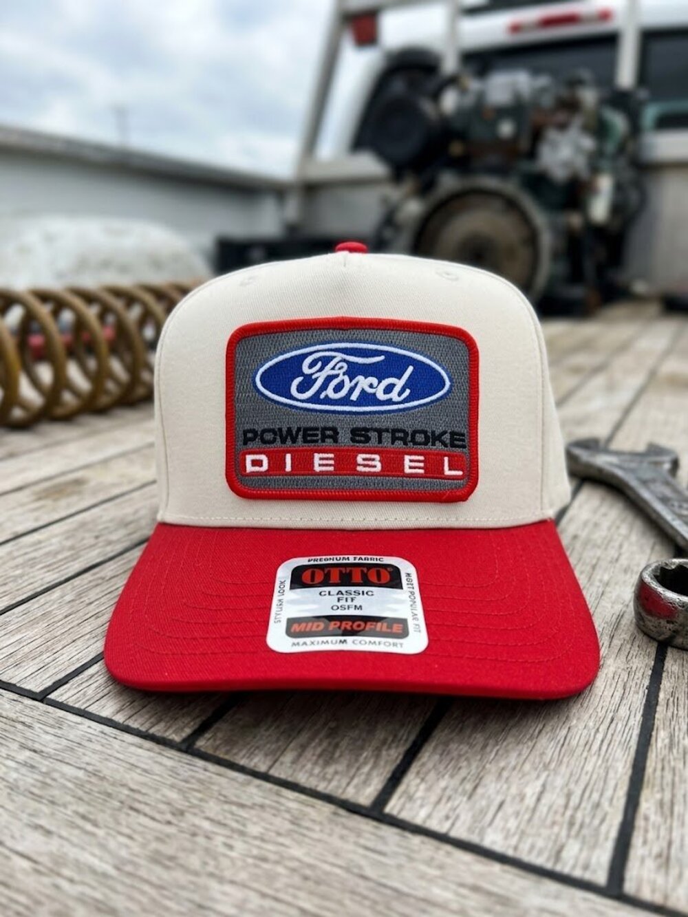 Ford Power Stroke Diesel Patch Cream Red OTTO Snapback Hat Super Duty New F150